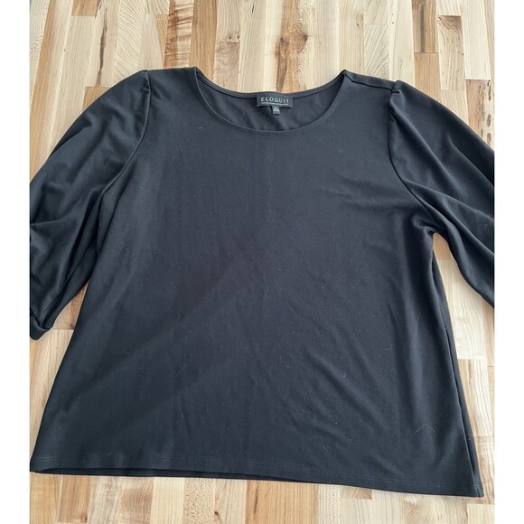 Eloquii Tops - Eloquii Short Puffy Sleeve Top Stretch Elegant Classic Elevated Black 20
